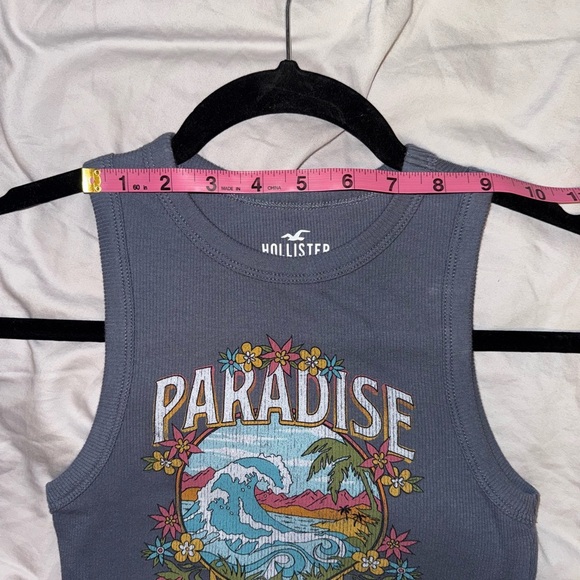 EUC Hollister Paradise 1970 Cropped Graphic Tank Top in Blue XXS - Picture 5 of 7